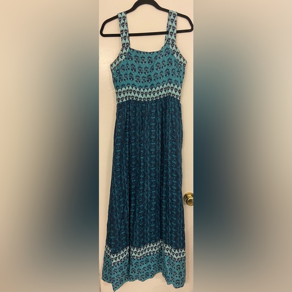Faherty Gracie Linen Maxi Dress Blue Size Small - Picture 3 of 8